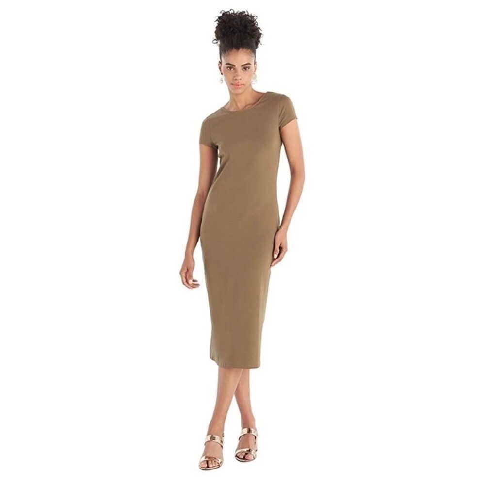 NWT Womens Our Heritage Khaki Green U Back Bodycon Dress - Sz S